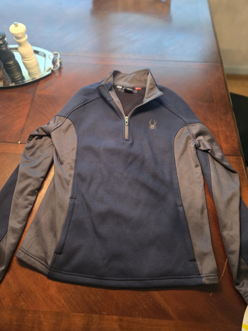 Spyder Navy and Gray Quarter-Zip Lightweight Shirt Jacket
